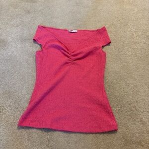 Zara Vibrant Pink Off-Shoulder Blouse